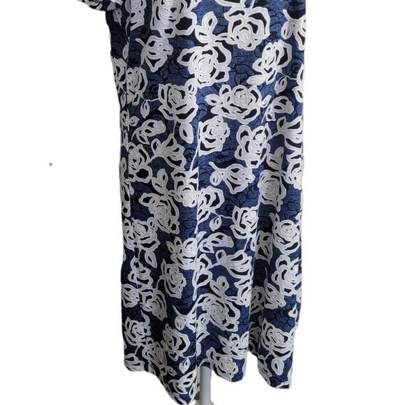 Ronni + Nicole Blue Floral Jacquard Career Dress Size 8 Modest Church Romantic - Picture 4 of 8
